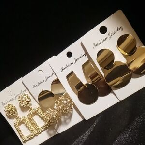 All 4 Gold-Tone Fashion Earrings nwt